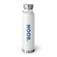 Load image into Gallery viewer, White Thermos Water Bottle with Blue NOOB on side
