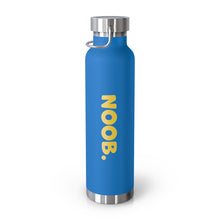 Load image into Gallery viewer, Blue Thermos Water Bottle with Yellow NOOB on side