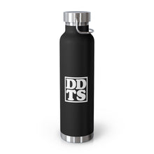 Load image into Gallery viewer, Black Thermos Water Bottle with White DDTS logo on side