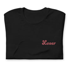 Load image into Gallery viewer, Folded T-Shirt Loser text over left chest black