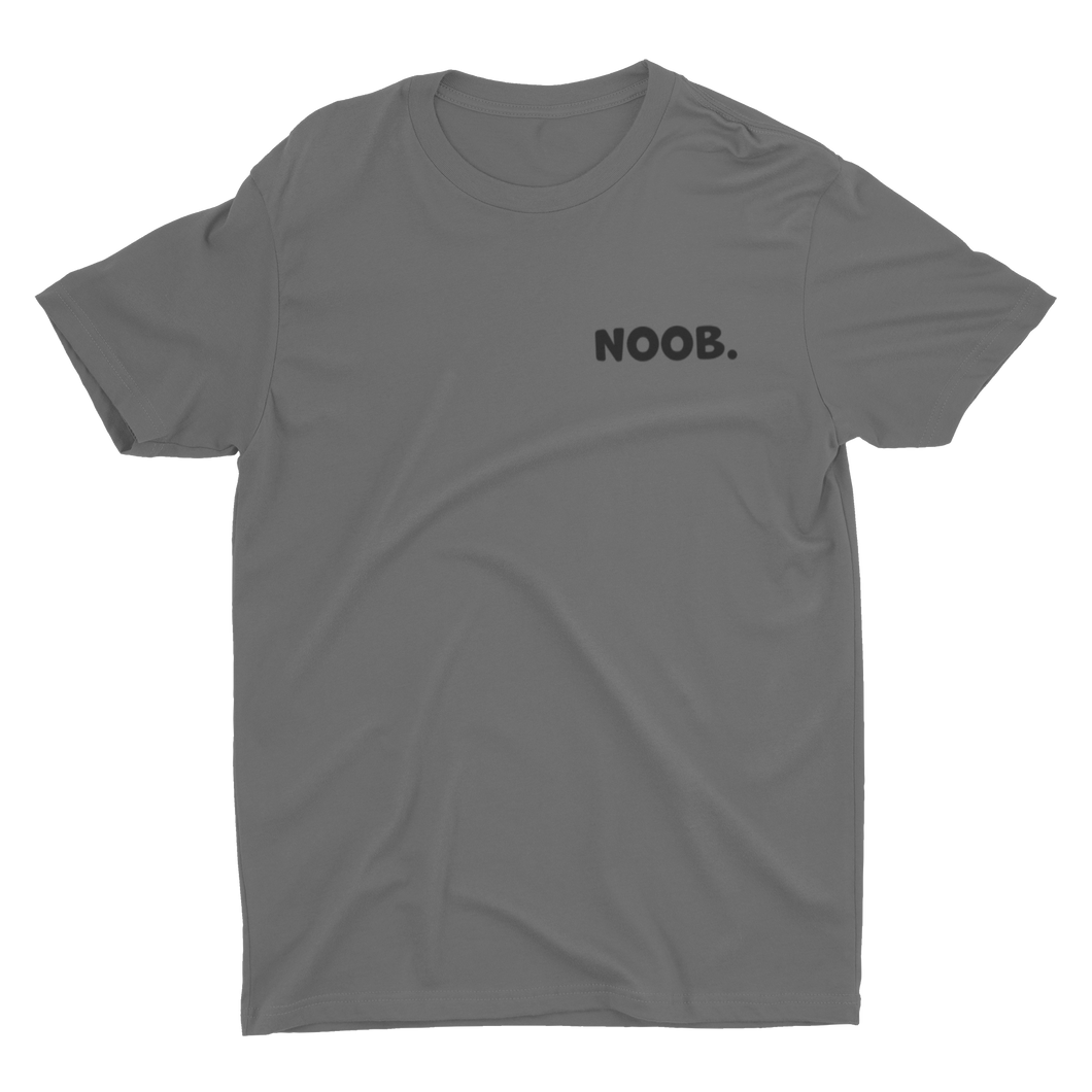 T-Shirt Noob text over left chest Asphalt Grey