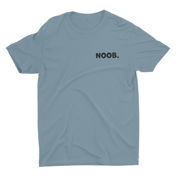 T-Shirt Noob text over left chest Steel Blue 