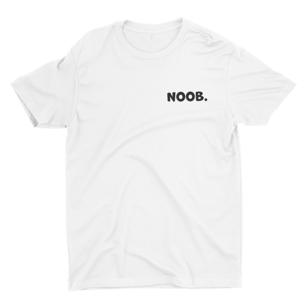 T-Shirt Noob text over left chest White