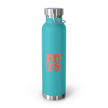 Load image into Gallery viewer, Mint Green Thermos Water Bottle with Orange DDTS Logo on side
