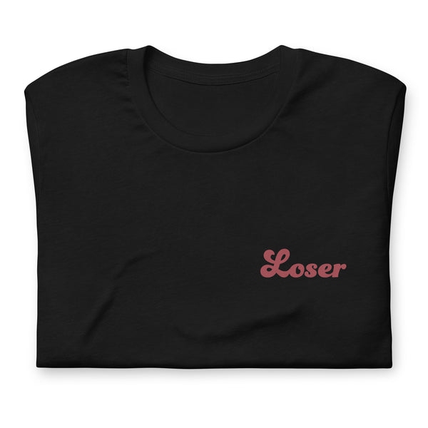 Folded T-Shirt Loser text over left chest black