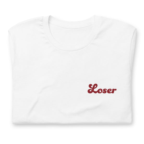 folded T-Shirt Loser text over left chest white
